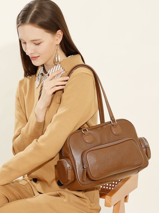 Elova Handcrafted Genuine Leather Tote Bag in Black - E570 view 7