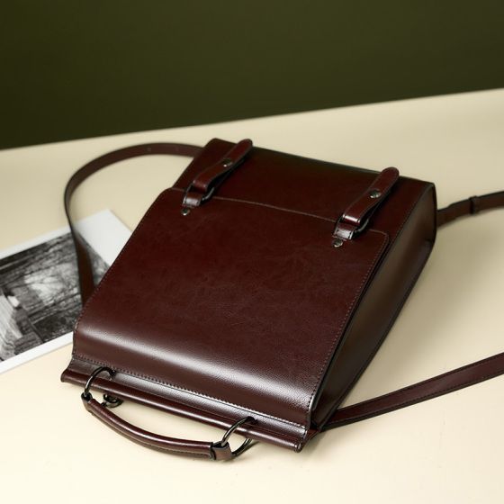 Elova Handcrafted Genuine Leather Backpack in Black - E173 view 6