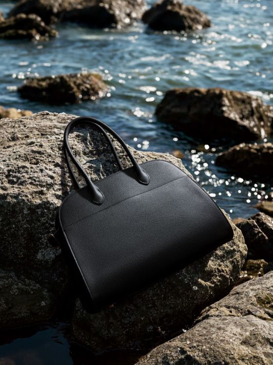 Elova Handcrafted Genuine Leather Tote Bag in Black - E567 view 6