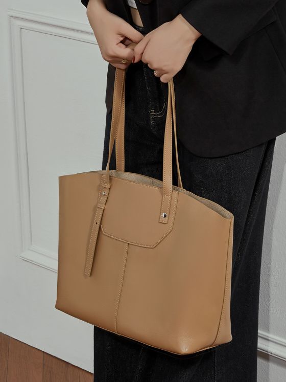 Elova Handcrafted Genuine Leather Tote Bag in Black - E762 view 4