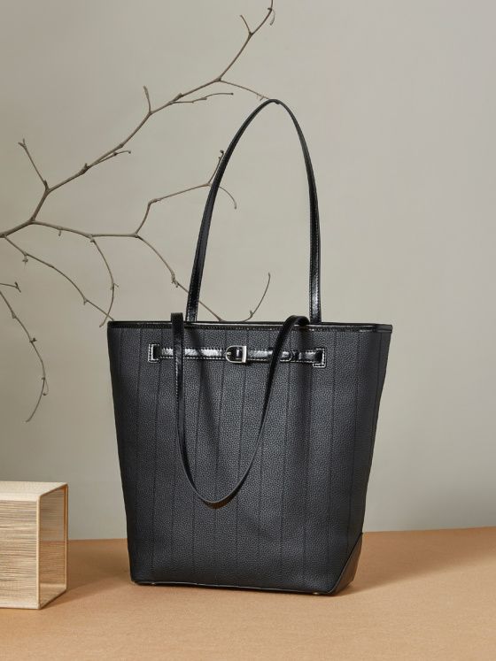 Elova Handcrafted Genuine Leather Tote Bag in Black - E468 view 5