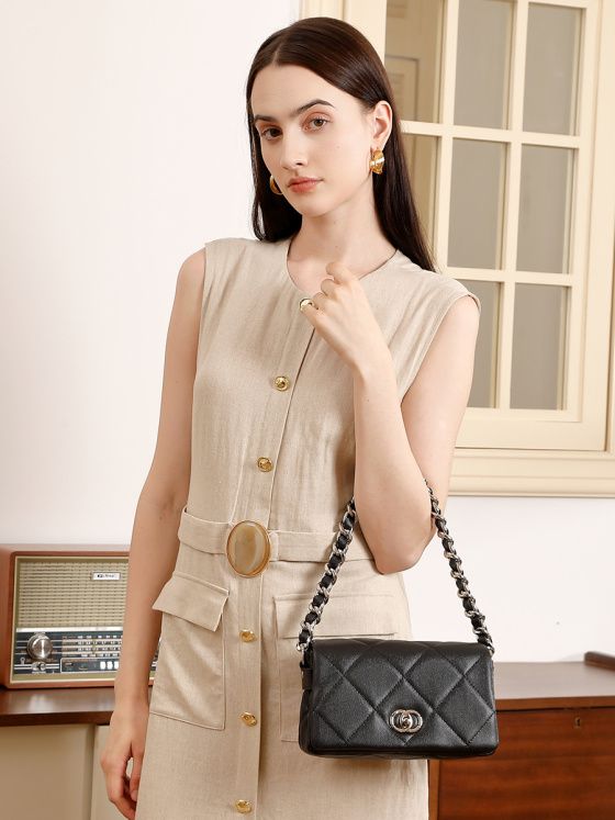 Elova Handcrafted Genuine Leather Crossbody Bag in Black - E676 view 6