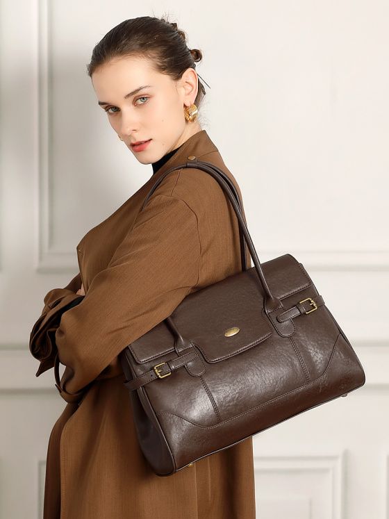 Elova Handcrafted Genuine Leather Tote Bag in Black - E743 view 6