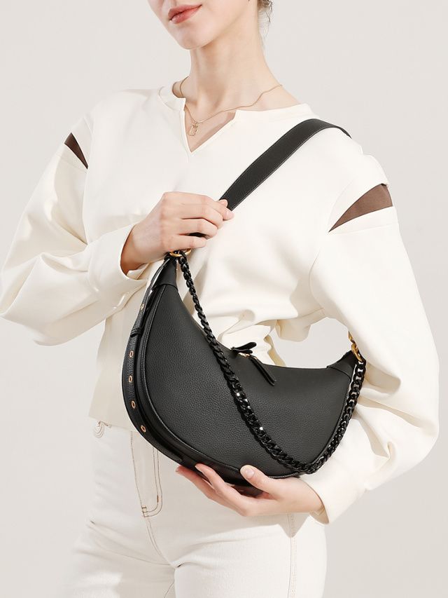 Elova Handcrafted Genuine Leather Bag in Black - E588 view 7