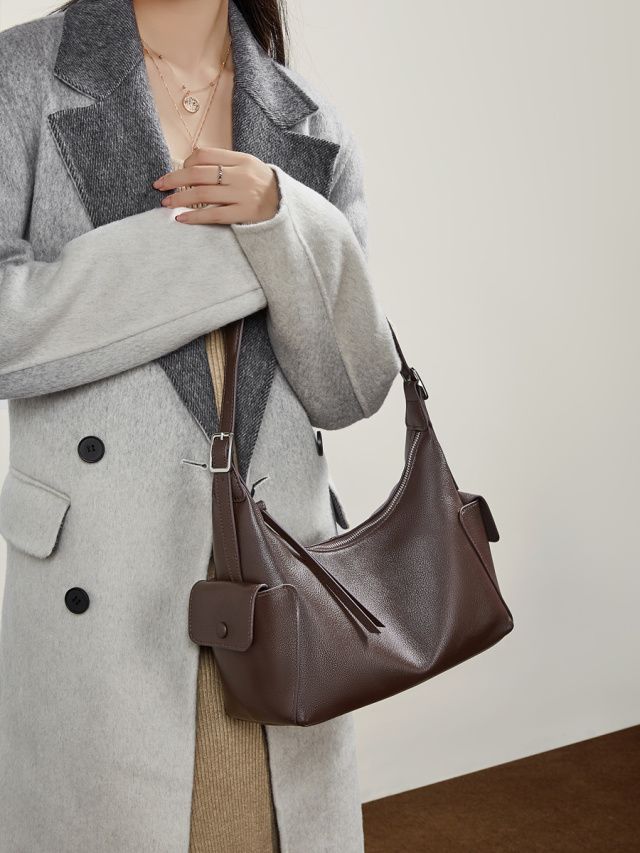 Elova Handcrafted Genuine Leather Hobo Bag in Black - E799 view 8