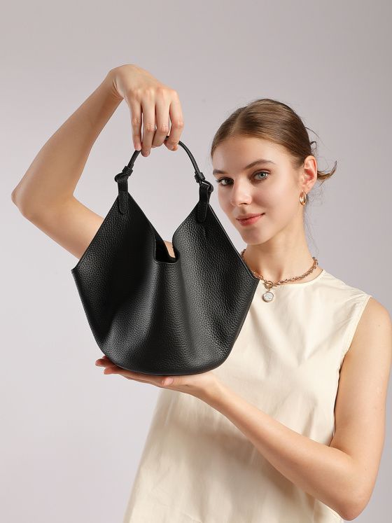 Elova Handcrafted Genuine Leather Tote Bag in Black - E703 view 7