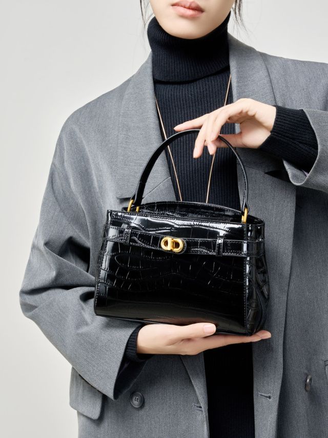 Elova Handcrafted Genuine Leather Bag in Black - E565 view 7