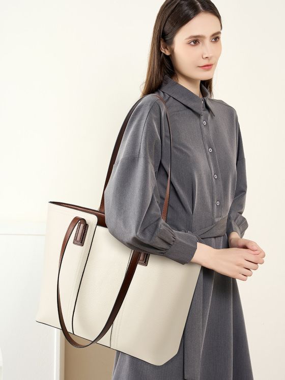 Elova Handcrafted Genuine Leather Tote Bag in Black - E368 view 2