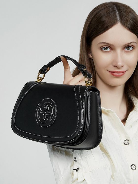 Elova Handcrafted Genuine Leather Crossbody Bag in Black - E645 view 6