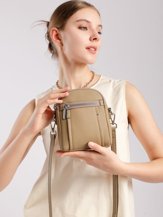 Elova Handcrafted Genuine Leather Togo Crossbody Bag in Black - E713 view 5