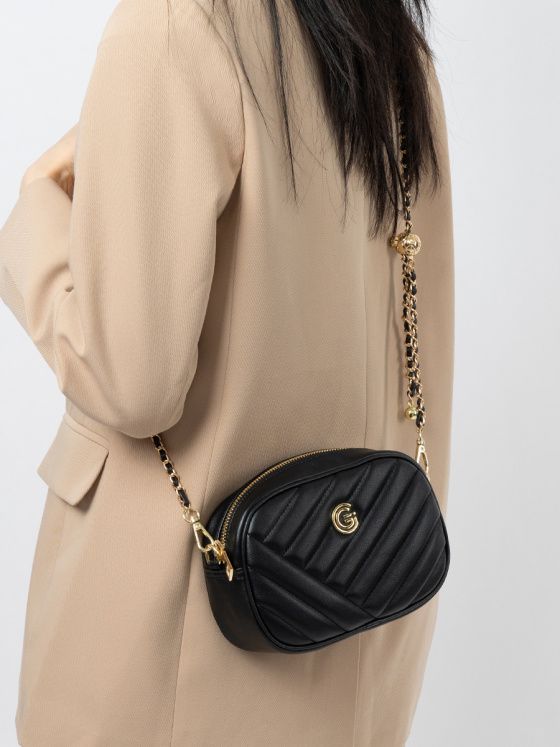 Elova Handcrafted Genuine Leather Crossbody Bag in Black - E699 view 5