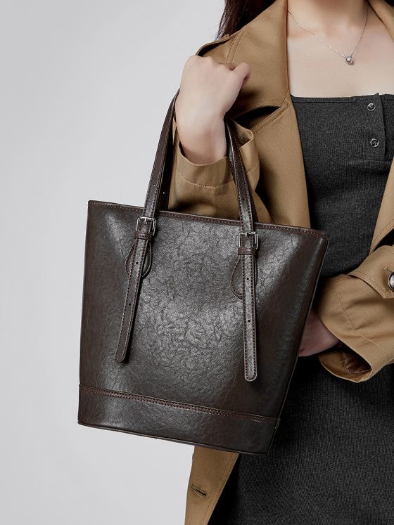 Elova Handcrafted Genuine Leather Tote Bag in Black - E538 view 4