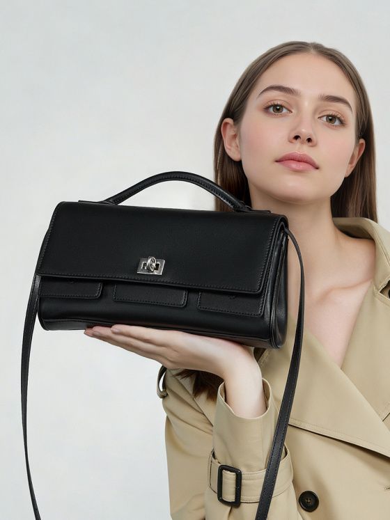 Elova Handcrafted Genuine Leather Crossbody Bag in Black - E798 view 6