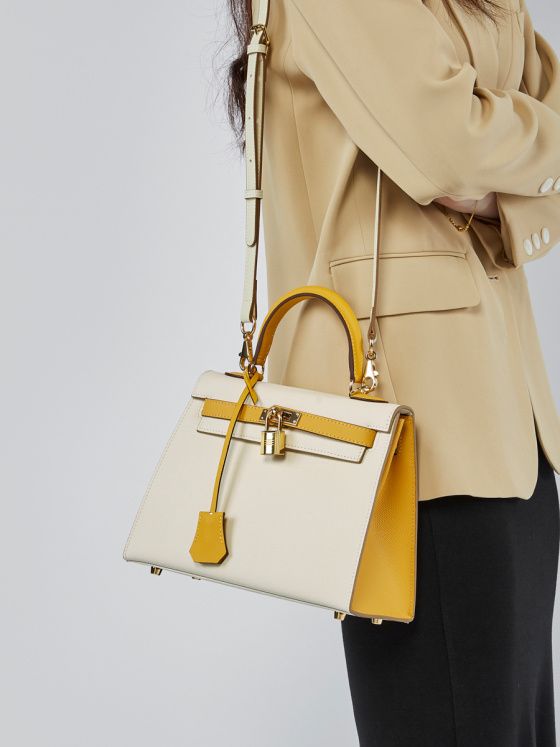 Elova Handcrafted Genuine Leather Crossbody Bag in White - E458 view 2