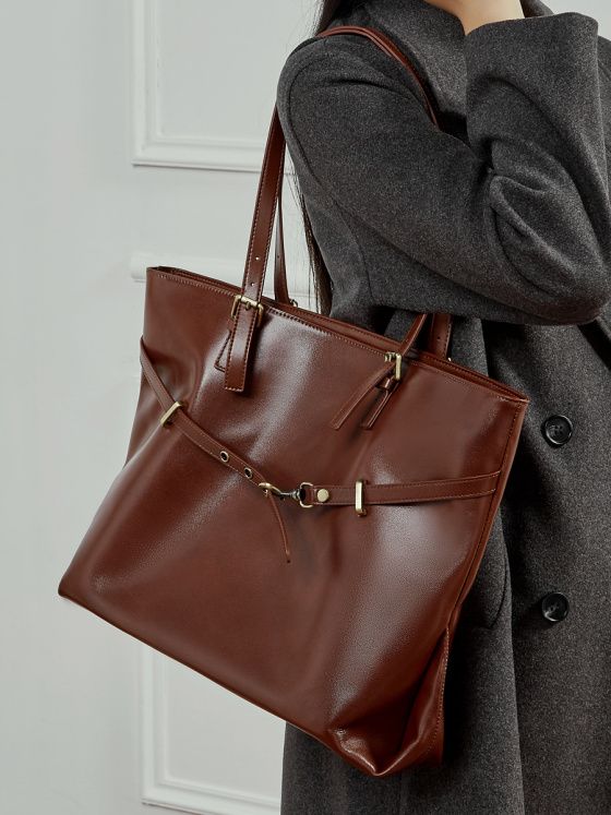 Elova Handcrafted Genuine Leather Tote Bag in Black - E768 view 3