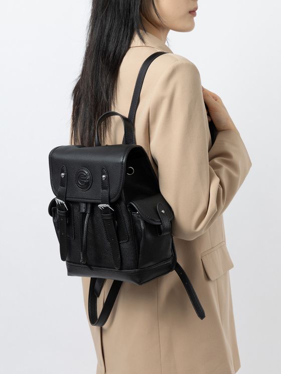 Elova Handcrafted Genuine Leather Backpack in Black - E724 view 5