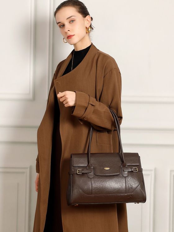 Elova Handcrafted Genuine Leather Tote Bag in Black - E743 view 7