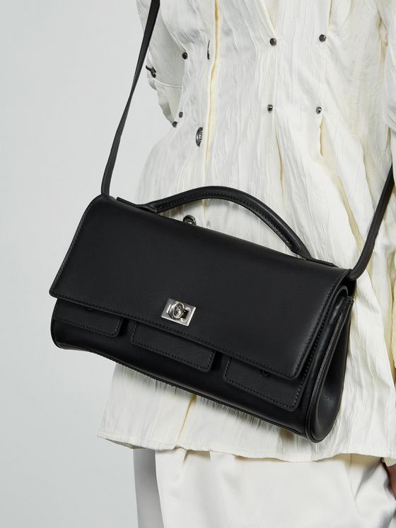 Elova Handcrafted Genuine Leather Crossbody Bag in Black - E722 view 7