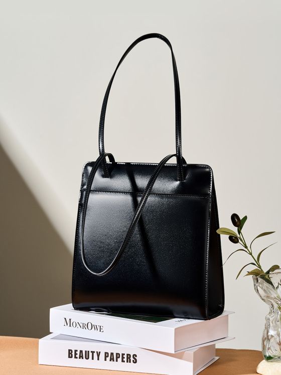 Elova Handcrafted Genuine Leather Tote Bag in Black - E388 view 6