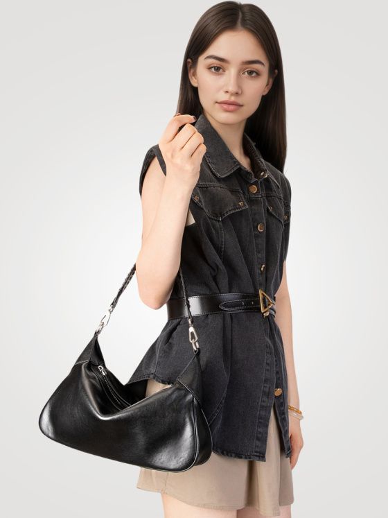 Elova Handcrafted Genuine Leather Crossbody Bag in Black - E745 view 2