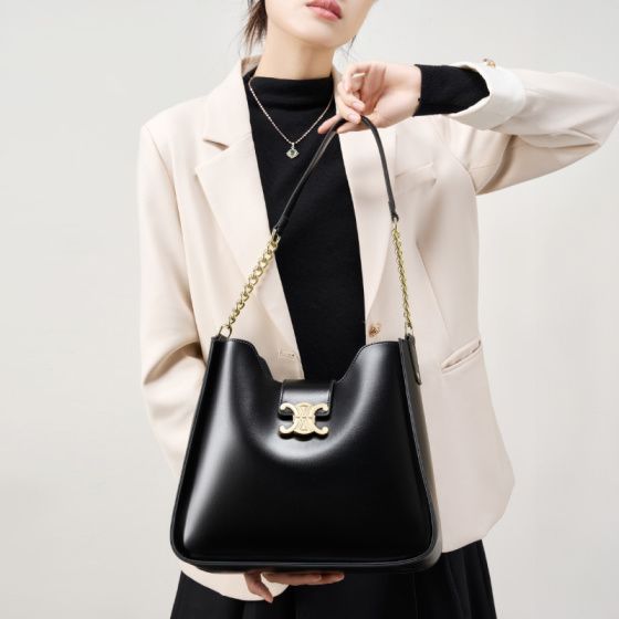 Elova Handcrafted Genuine Leather Bag in Black - E543 view 3