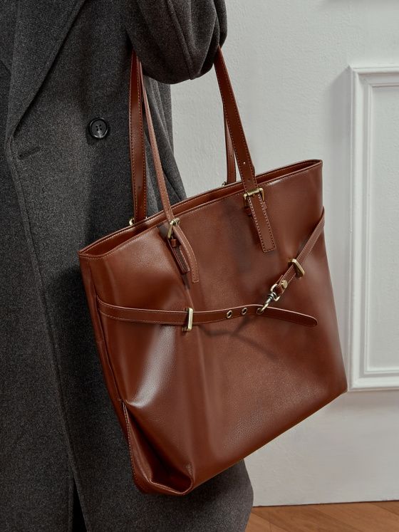 Elova Handcrafted Genuine Leather Tote Bag in Black - E768 view 2