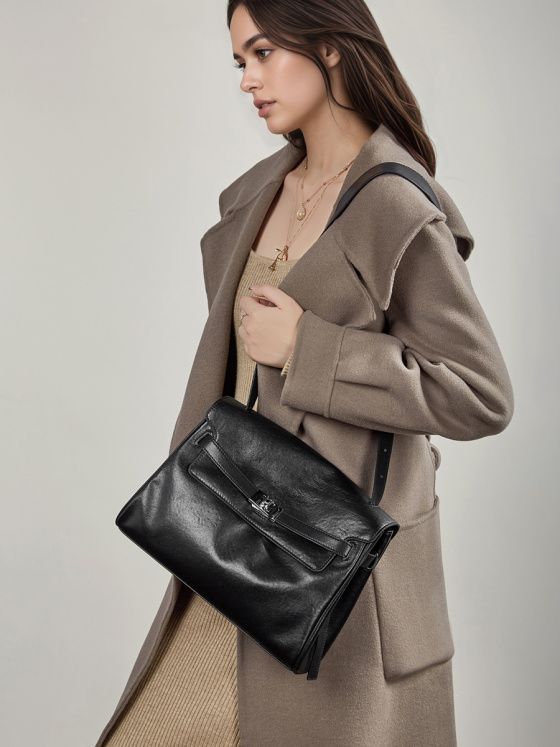 Elova Handcrafted Genuine Leather Crossbody Bag in Black - E800 view 7