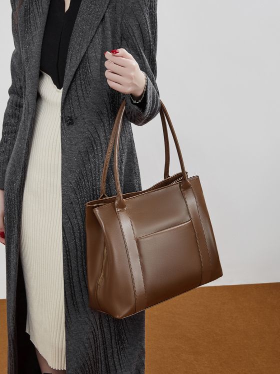 Elova Handcrafted Genuine Leather Tote Bag in Black - E812 view 5