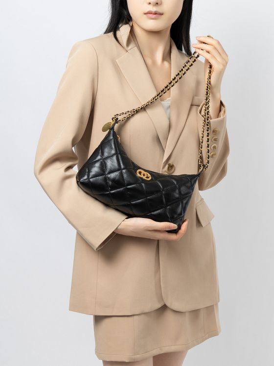 Elova Handcrafted Genuine Leather Hobo Bag in Black - E748 view 3