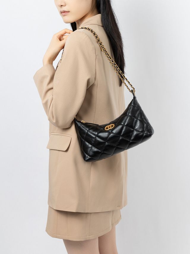 Elova Handcrafted Genuine Leather Hobo Bag in Black - E748 view 7