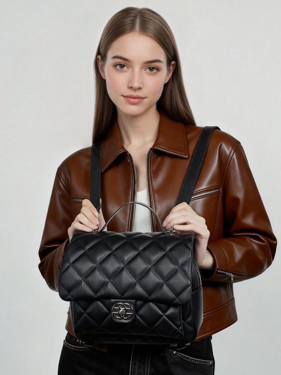 Elova Handcrafted Genuine Leather Bag in Black - E658 view 5