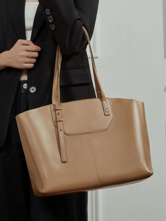 Elova Handcrafted Genuine Leather Tote Bag in Black - E762 view 3