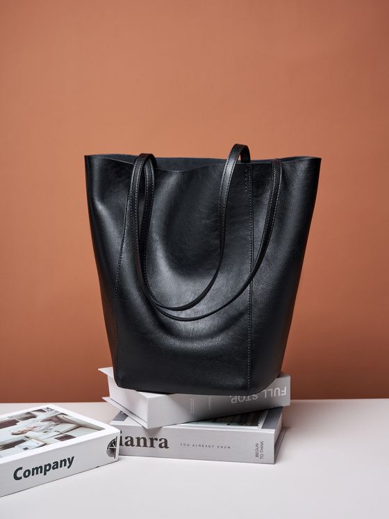 Elova Handcrafted Genuine Leather Tote Bag in Black - E238 view 7
