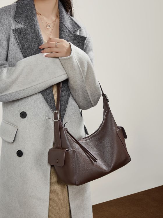 Elova Handcrafted Genuine Leather Hobo Bag in Black - E799 view 2