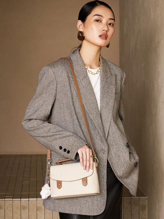 Elova Handcrafted Genuine Leather Crossbody Bag in White - E728 view 5