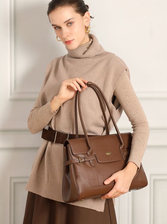 Elova Handcrafted Genuine Leather Tote Bag in Black - E743 view 3