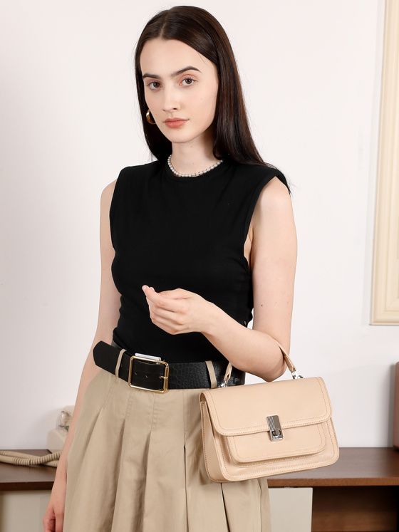 Elova Handcrafted Genuine Leather Crossbody Bag in Black - E683 view 3