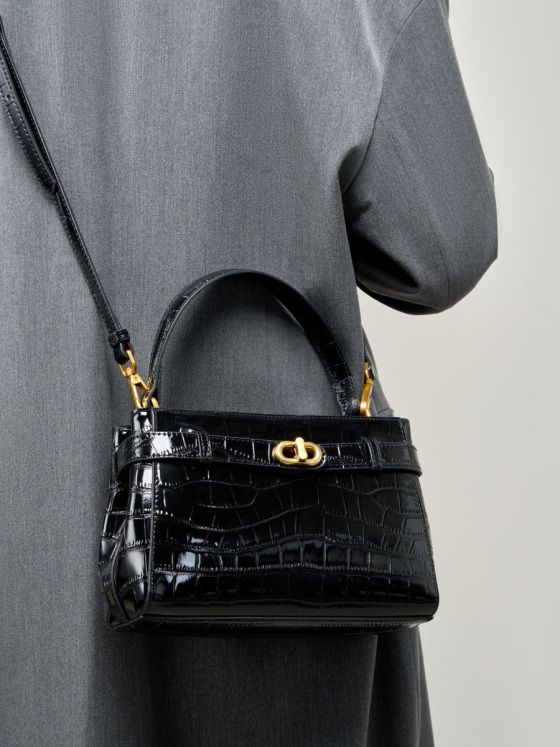 Elova Handcrafted Genuine Leather Bag in Black - E565 view 4