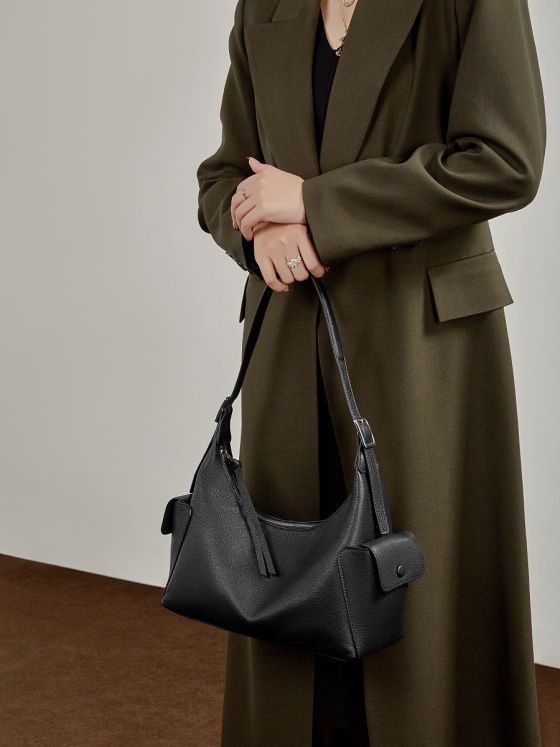 Elova Handcrafted Genuine Leather Hobo Bag in Black - E799 view 6