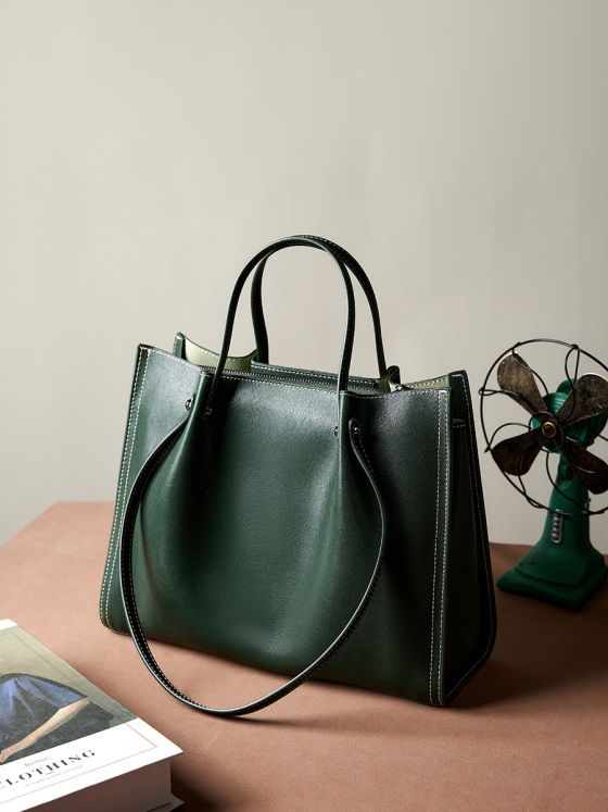 Elova Handcrafted Genuine Leather Tote Bag in Black - E180 view 7