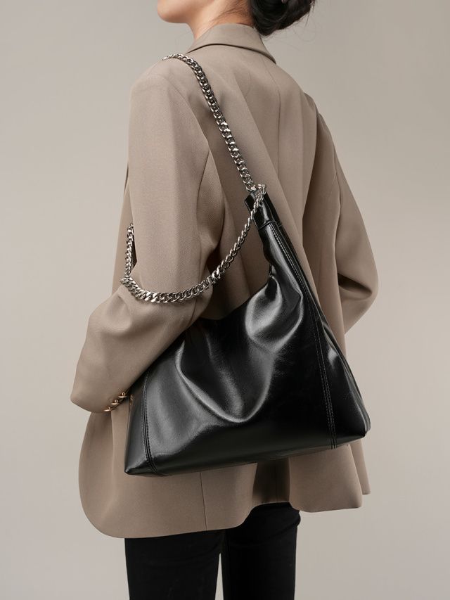 Elova Handcrafted Genuine Leather Tote Bag in Black - E279 view 8