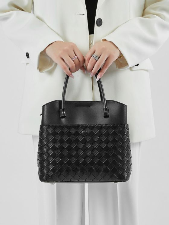 Elova Handcrafted Genuine Leather Tote Bag in Black - E465 view 7