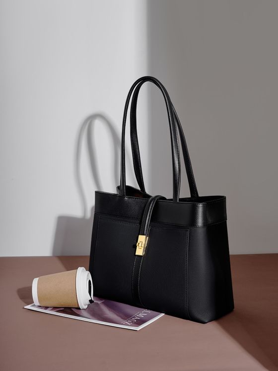 Elova Handcrafted Genuine Leather Tote Bag in Black - E170 view 7