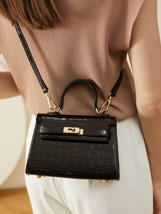 Elova Handcrafted Genuine Leather Crossbody Bag in Black - E258 view 4