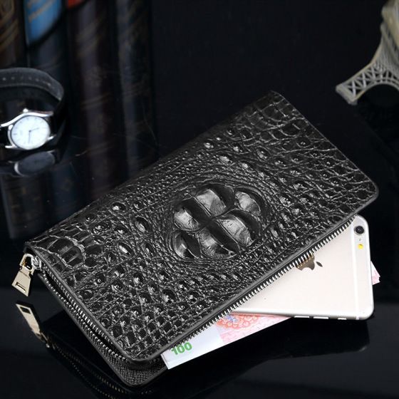 Elova Handcrafted Genuine Leather Clutch Bag in Black - E172 view 3