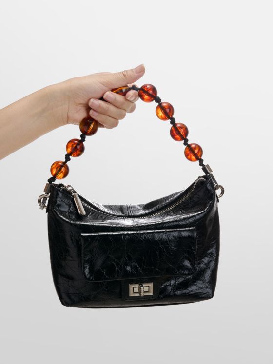 Elova Handcrafted Genuine Leather Crossbody Bag in Black - E474 view 5