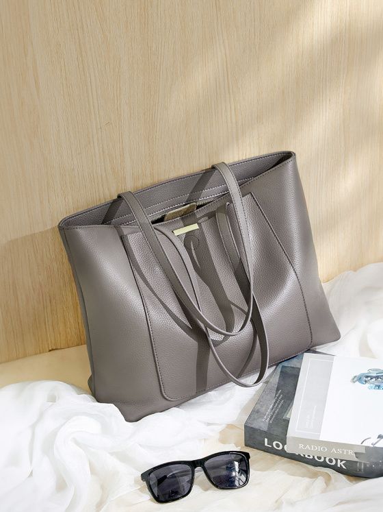 Elova Handcrafted Genuine Leather Tote Bag in Gray - E273 view 6