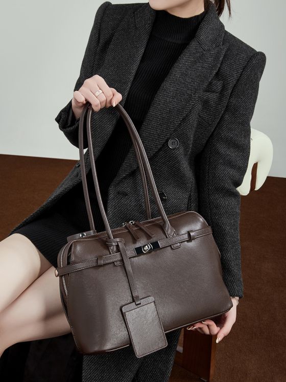 Elova Handcrafted Genuine Leather Tote Bag in Black - E789 view 4