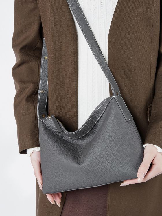 Elova Handcrafted Genuine Leather Crossbody Bag in Gray - E519