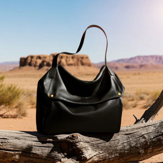 Elova Handcrafted Genuine Leather Tote Bag in Black - E566 view 5